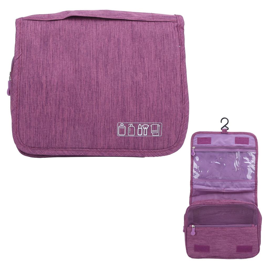 Make Up Bag LargeCapacity Travel Pouch MoistureProof Portable DustProof Storage Handbag(Purple )