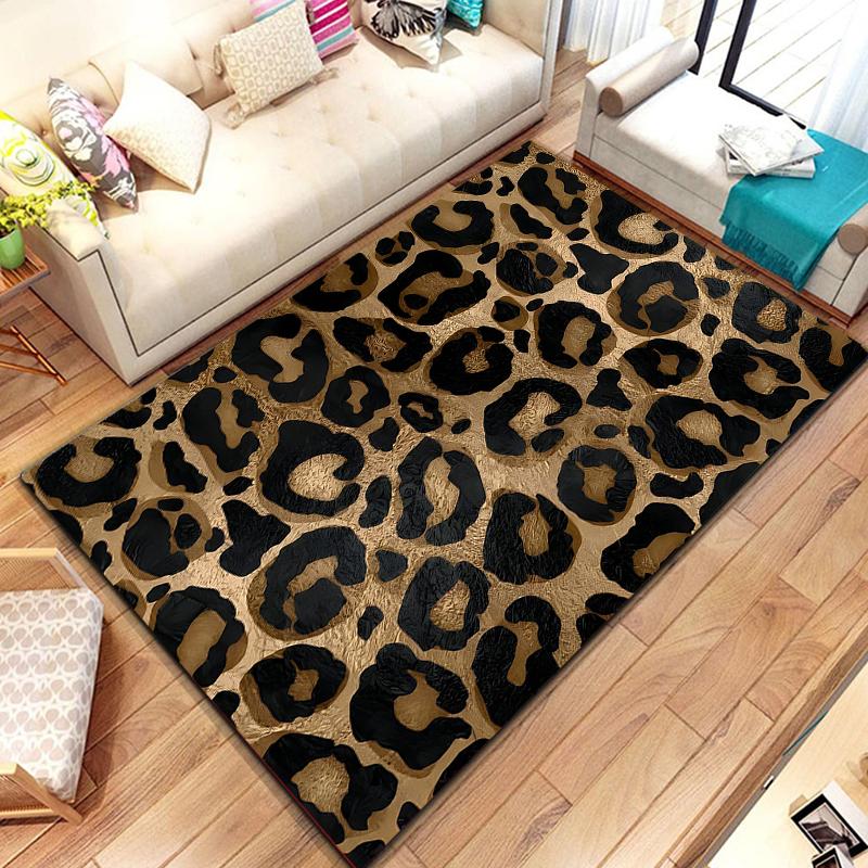 Leopard Print Printed Texture Fur Carpet For Living Room Panther Wild Tiger Lion Area Large Rug Non Slip Bathmat Home Decor Mat