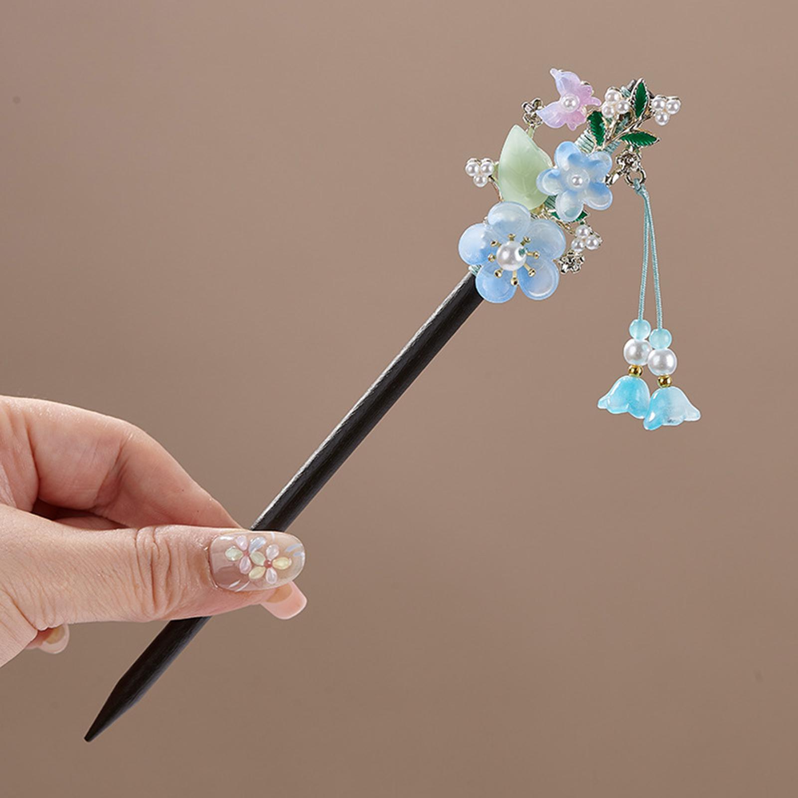 New Chinese Style Hairpin For Women Tassel Hair Sticks Vintage Flower Pendant Hanfu Chopstick Hair Sticks Hair Accessories