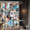 Vibrant Circular Patterns Print Waterproof Shower Curtain, Colorful Abstract Design High-End Toilet Partition Curtain