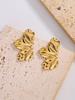 Light luxury earrings temperament niche design feeling maple leaf earrings titanium steel plated 11k gold Internet celebrity electroplated earrings