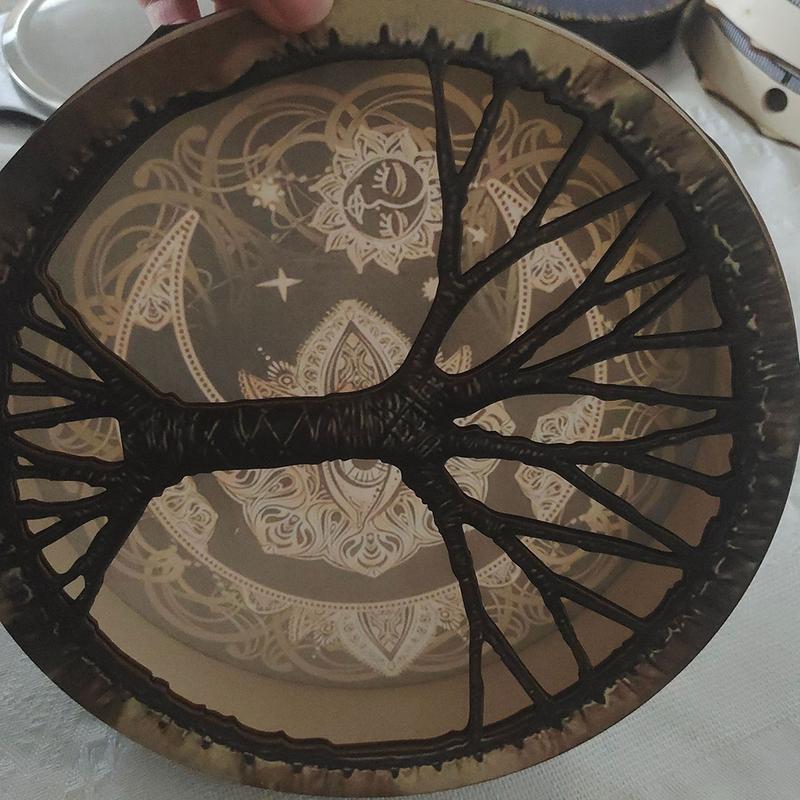 Vegan Shaman Drum Handmade Crafts Alchemical Moon Drum Desktop Ornament Sound Healing Tool for Spiritual Music