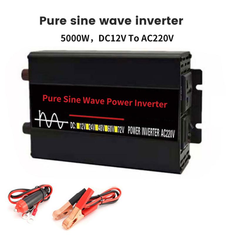 5000W/8000W Pure Sine Wave Power Inverter DC 12V To AC 220V Solar System Solar Panel Home Outdoor RV Camping Wave Power Inverter