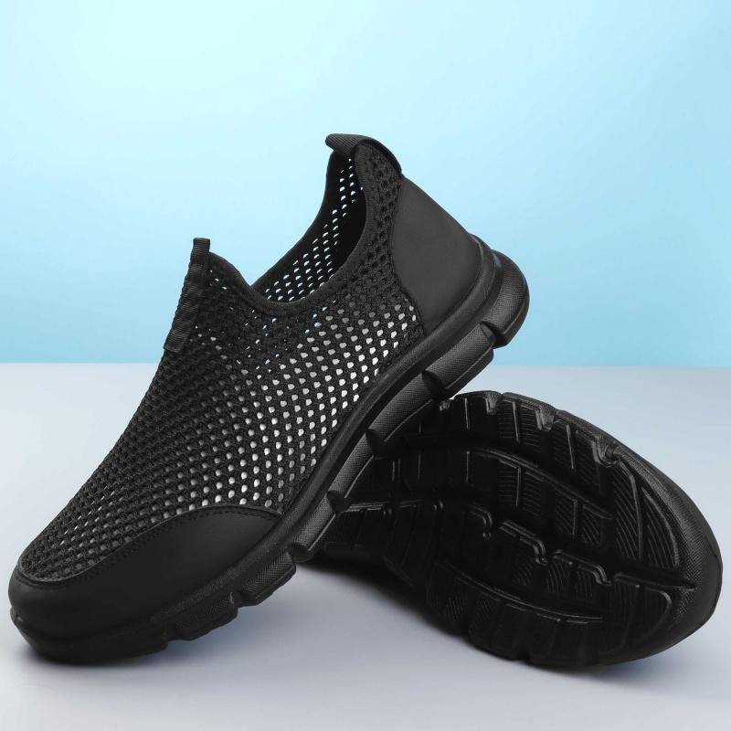 

Мужские кроссовки Дышащая сетка Легкие Нескользящие Спортивные кроссовки для ходьбы Слипоны Удобные Спортивная обувь для зала 40 чёрный