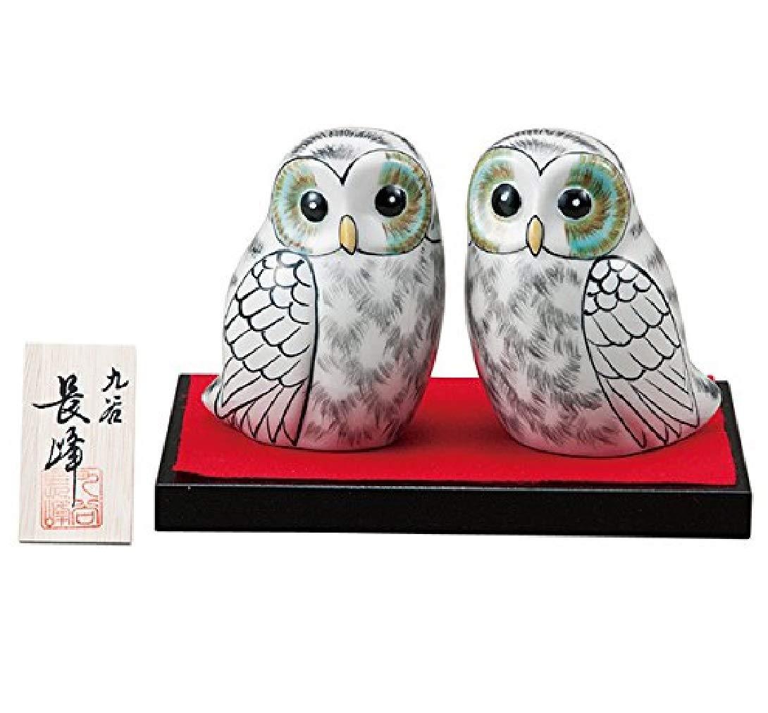 

Kutani ware 3.3 size pair of owls, white білий