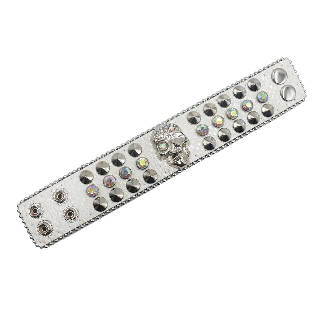 Amerikanisches Strassnietenarmband, Punk Gothic Personalisierter Schmuck mit Totenkopfverzierung