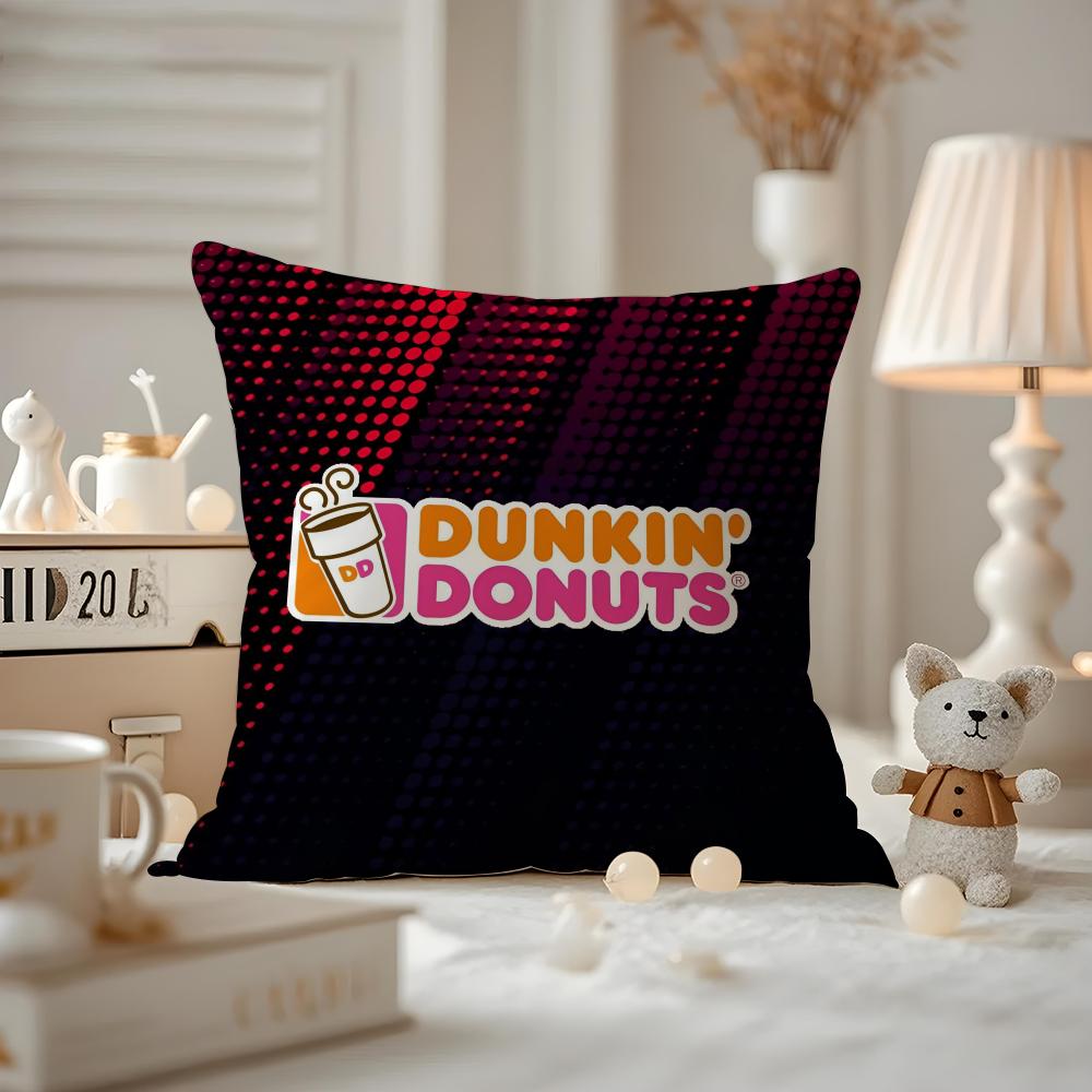Dunkin' Donuts Cushion Cover Anti-dustmite Pillowcase Invisible Zipper Silky Short Plush Sofa Cushion Cover