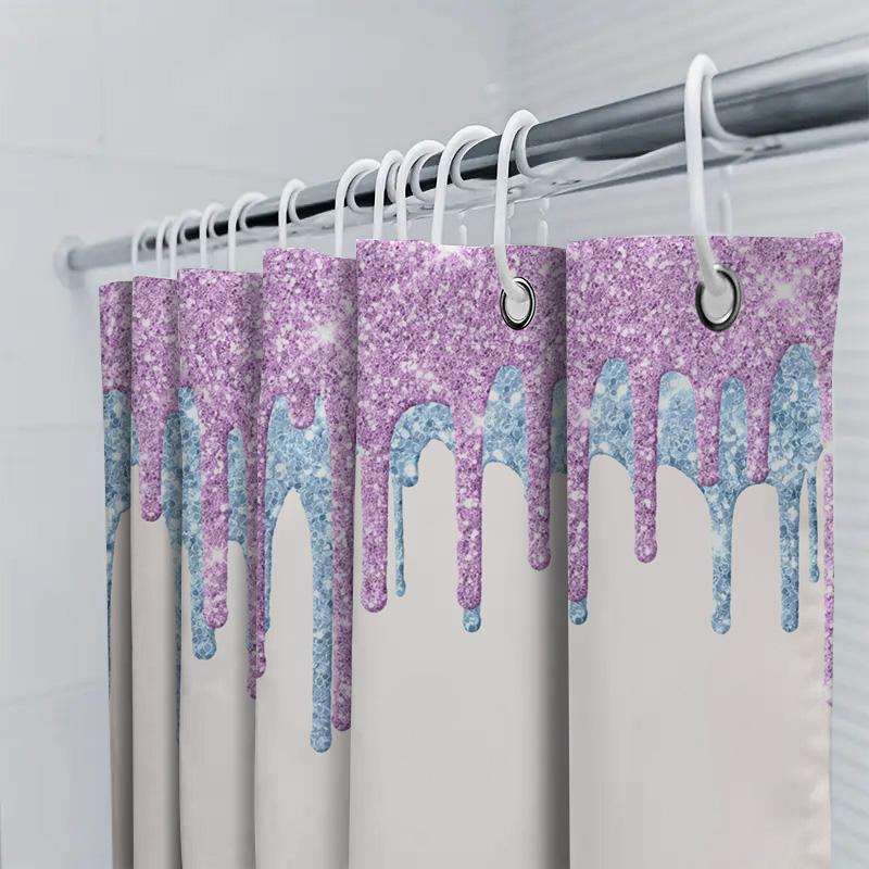 Purple dripping glitter waterproof shower curtain bathroom decor custom size printed fabric water resistant home accessories whi