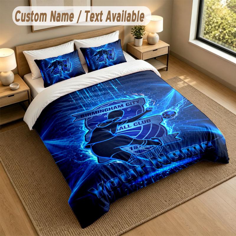 Bedding Set 1 Duvet Cover 2 Pillowcases BIRMINGHAM CITY Football Print Soft Bed Linen Bedroom Decor
