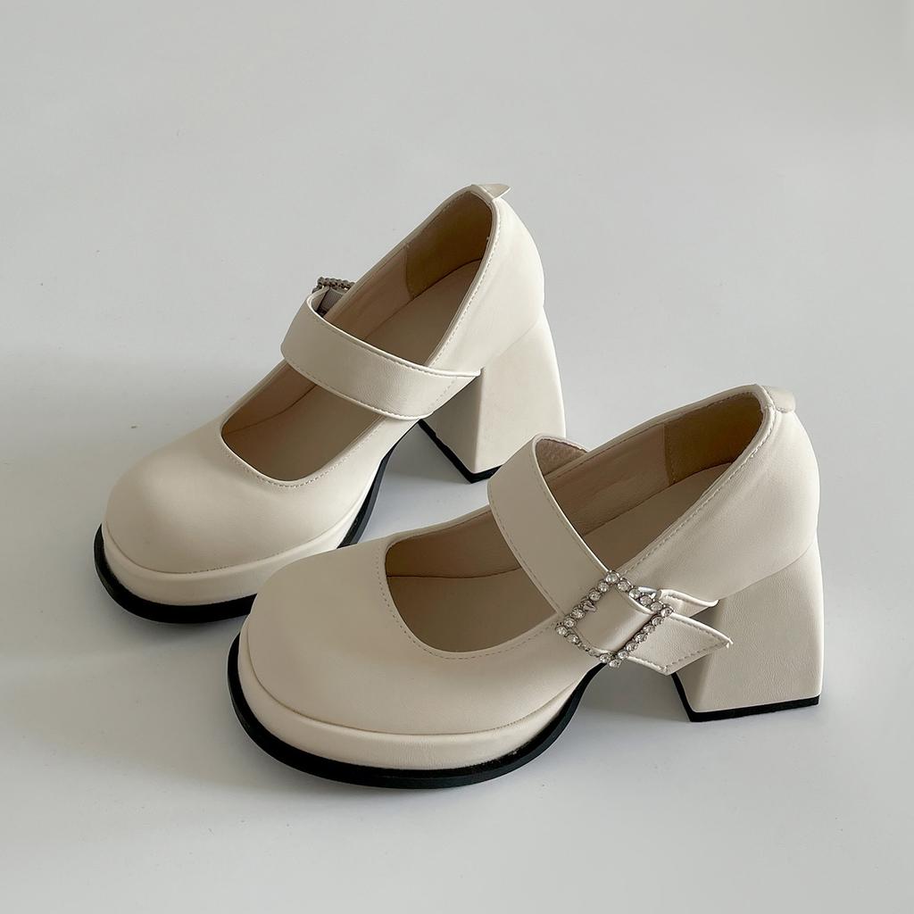 Schwarze französische Retro-Dickabsatz-High Heels Damen Sommer 2025 neu mit Rock vielseitig leichte Öffnung Mary Jane Einzelschuhe