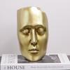 Resin Handicraft Golden Mask Abstract Face Portrait Sculpture Closed Eyes Decorative Figurines Home Decoration Accessories
