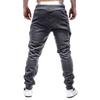 Plus Size Men Sporty Solid Color Waist Drawstring Pockets Ankle Tied Long Pants