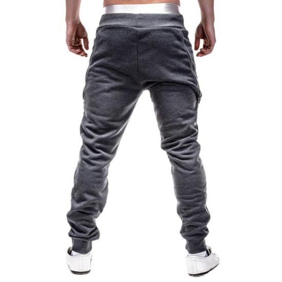 Plus Size Men Sporty Solid Color Waist Drawstring Pockets Ankle Tied Long Pants