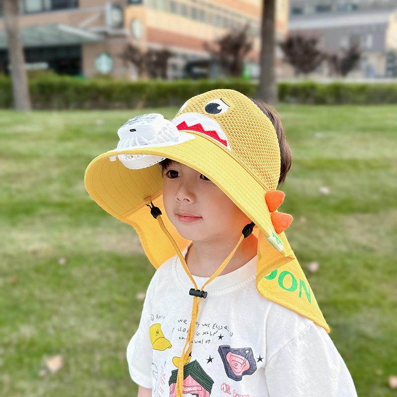 Voice Control Fan Hat Children Summer Girls Large Brim Sun Protection Shawl Hat Empty Top Girl Sun Hat