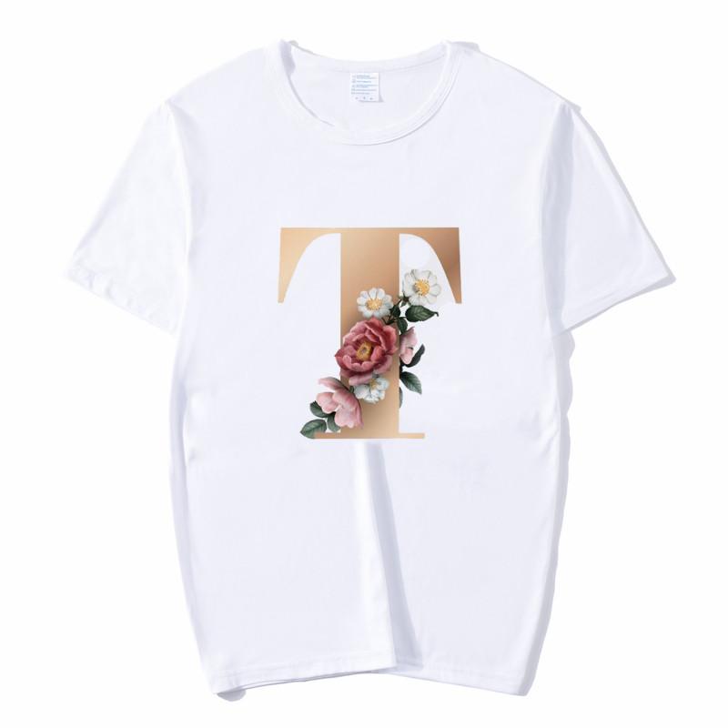 Summer A To Z 26 Alphabet Print Tshirt Cartoon Tees Women Streetwear Funny Casual T