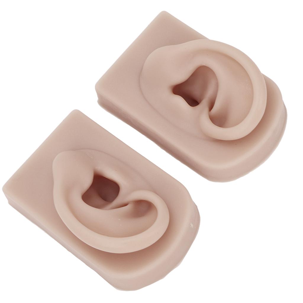 1 Pair Silicone Ear Model Flexible Soft Reusable Simulated Human Skin Silicone Piercing Model