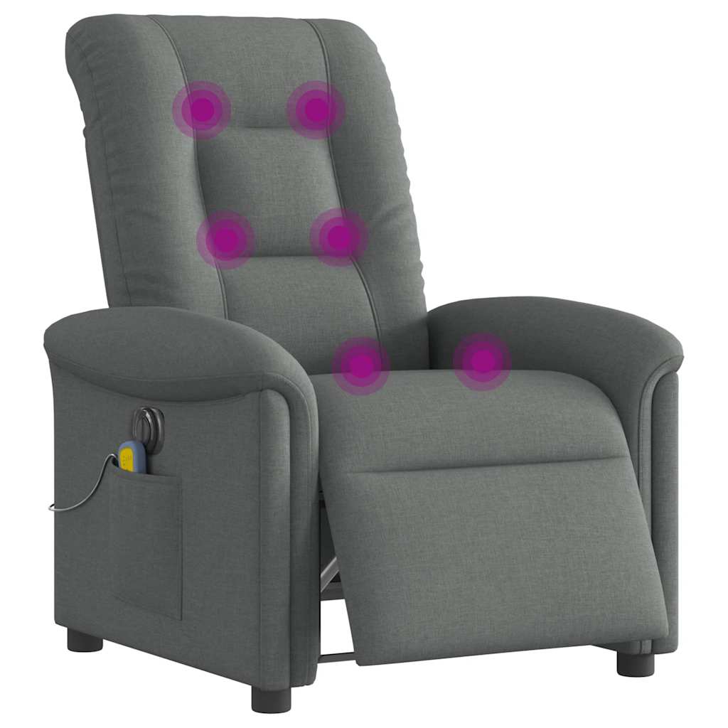 Foldable Massage Armchair, Electric, Dark Grey, Fabric