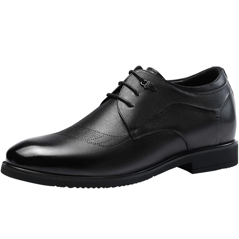 LAORENTOU Men s Leather Dress Shoes with Hidden Lift 38