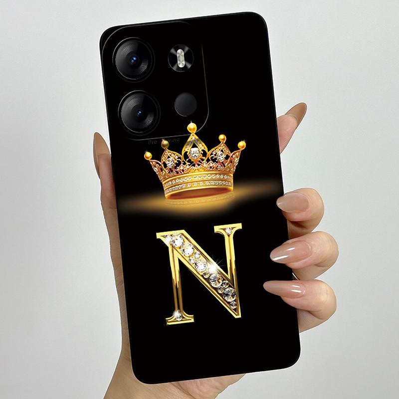 For Tecno Pop 7 Pro Pop7 BF6 BF7 Phone Case Crown Letter Back Cover Soft Liquid Silicone Fundas For Tecno Spark GO 2023 Bumper