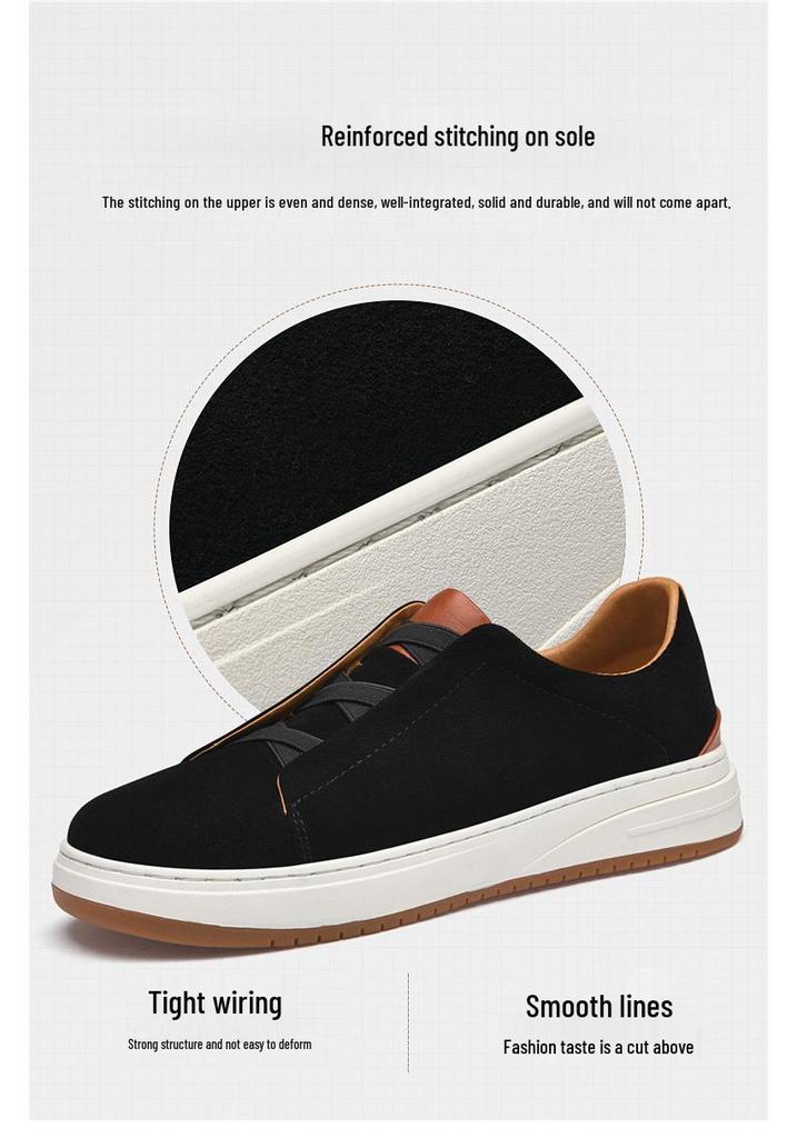 Men's Retro Genuine Leather Suede Slip-On Casual Shoes with Soft Sole - Trendy Black
