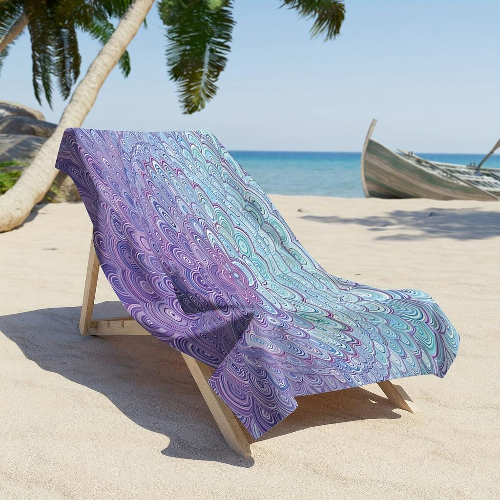 Large Mandala Print Beach Towel- Absorbent Microfiber Quick-Dry, Turquoise Blue,Golden Bohemian Design, Suitable Swimming Pool