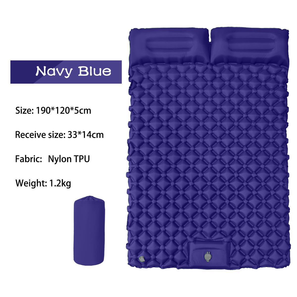 Outdoor Camping Double Ultra Light TPU Splicing Widened Inflatable Sleeping Mattresses Moistureproof Inflatable Air Sleeping Mat 190*120*5cm