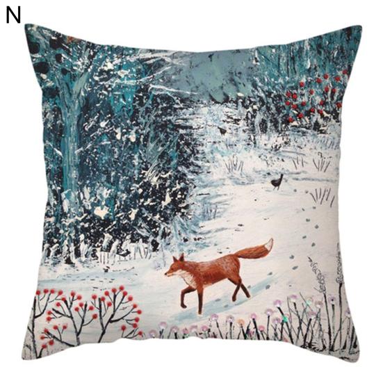 Throw Pillow Cover Xmas Theme Protective Single Side Printing Christmas Party Throw Cushion Cover Holiday Decoration Daily Use