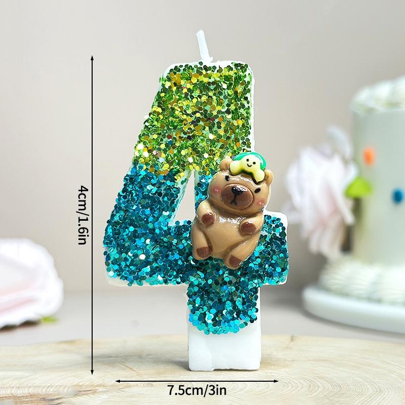 Kawaii Digital Candle Capybara Candle 0-9 Number Birthday Cake Topper Decoration Kapibala Cake Insert for Birthday Baby Shower