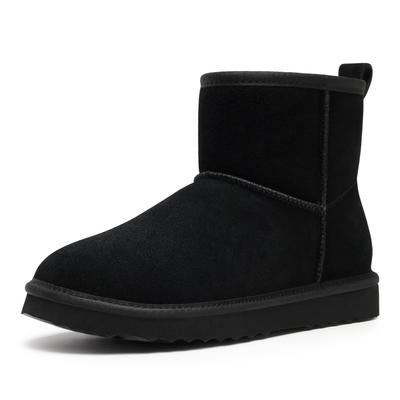 Fashion Litfun Genuine Suede Mini Boots For Women Winter New Ankle Boots Fuzzy Warm Cozy Snow Boots Fur Lined Outdoor Women Cotton Boots