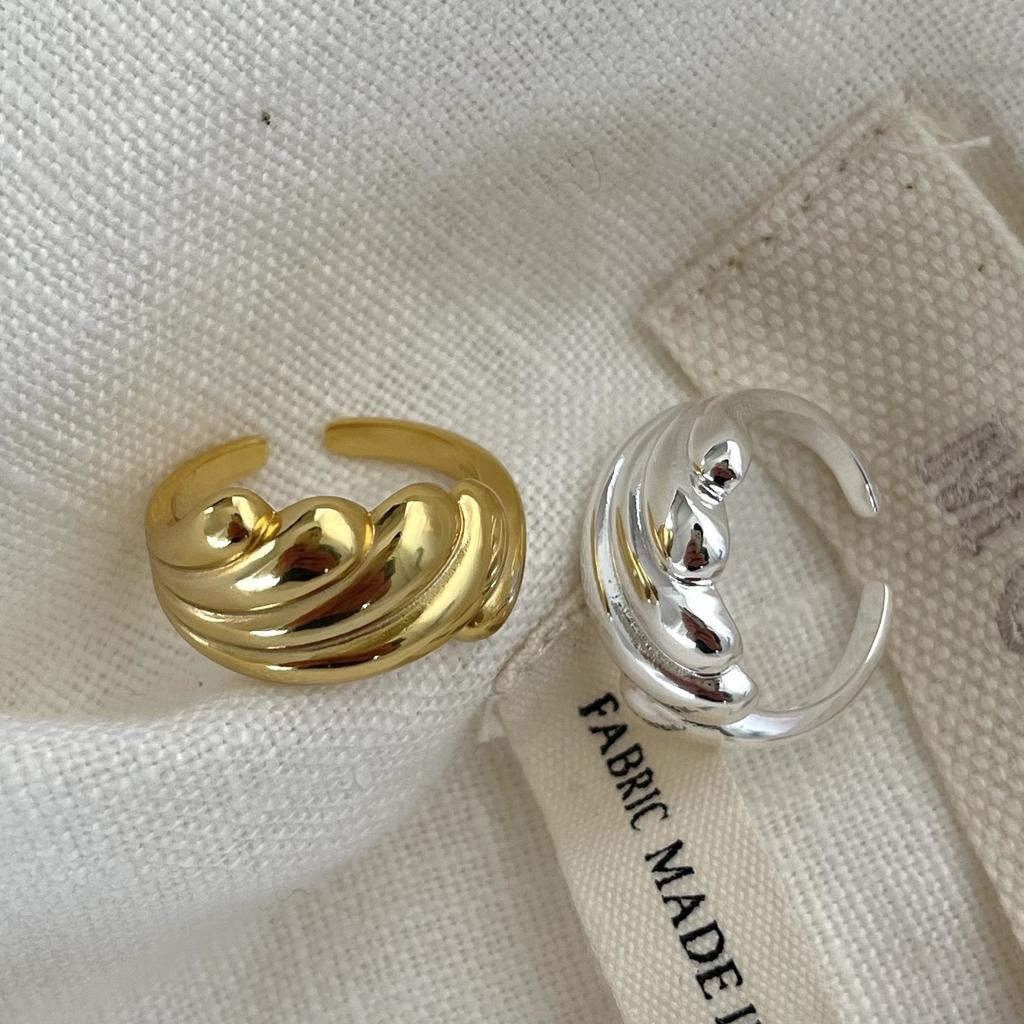 BF Club Silver Color Irregular Water Droplets Cross Gold Rings For Women Female Simple Retro Style Handmade Jewelry