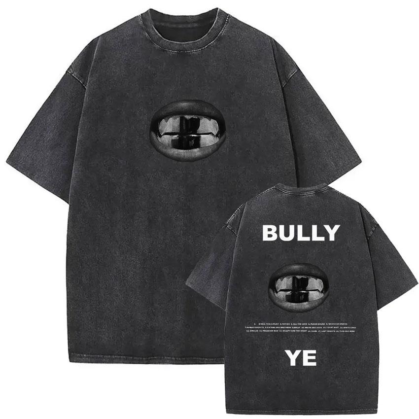 Vintage Gewaschen Kanye West Bully Neues Album 2026 Grafik T-Shirt Herren Rap Gothic Punk Hip Hop Kurzarm T-Shirt Mann Streetwear