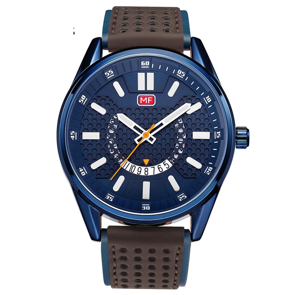 

Простые и стильные часы для молодых мужчин с календарем, светящимся водонепроницаемым кожаным ремешком