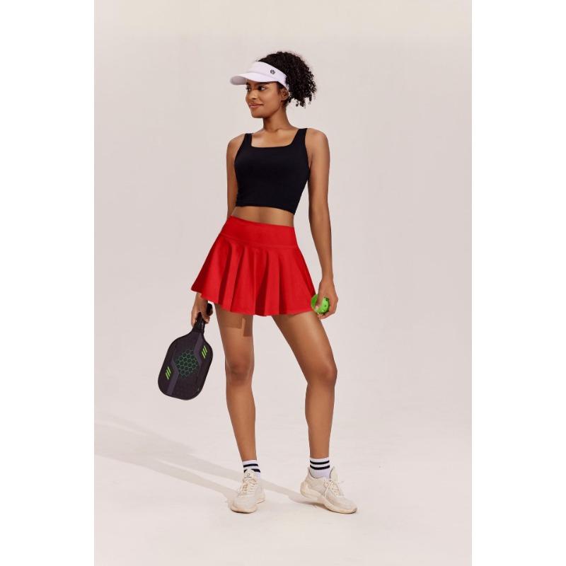 High Waist Pleated Tennis Skirt with Built In Shorts for Women Workout Golf Skorts