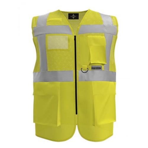 Korntex Unisex Adult Athens Mesh Multi-Functional Hi-Vis Vest