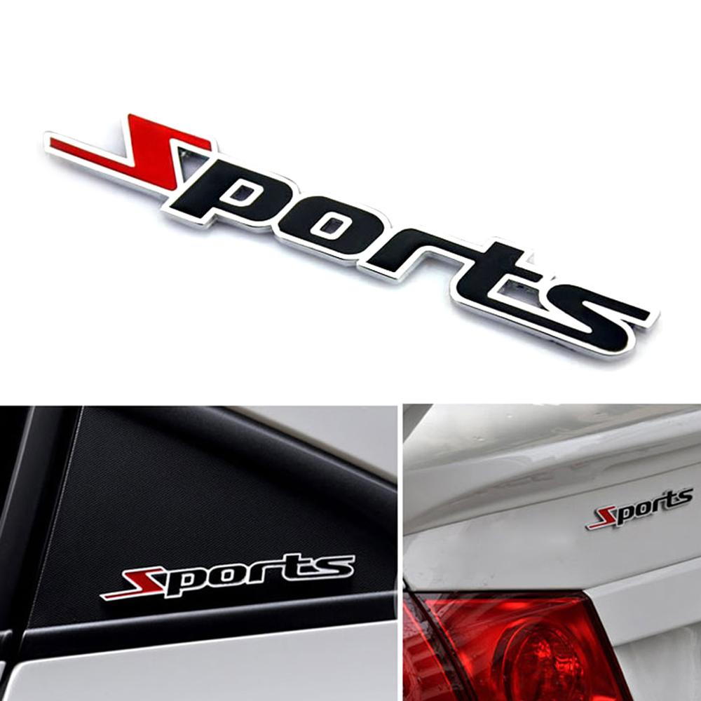 3D Sports Auto Emblem Badge Chrome Metal Hood Back Trunk Sticker Logo Decal Car Tuning Universal Exterior Parts With Sticker