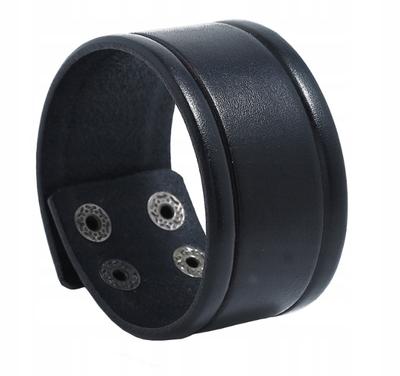 Punk Leather Bracelet for Men Black