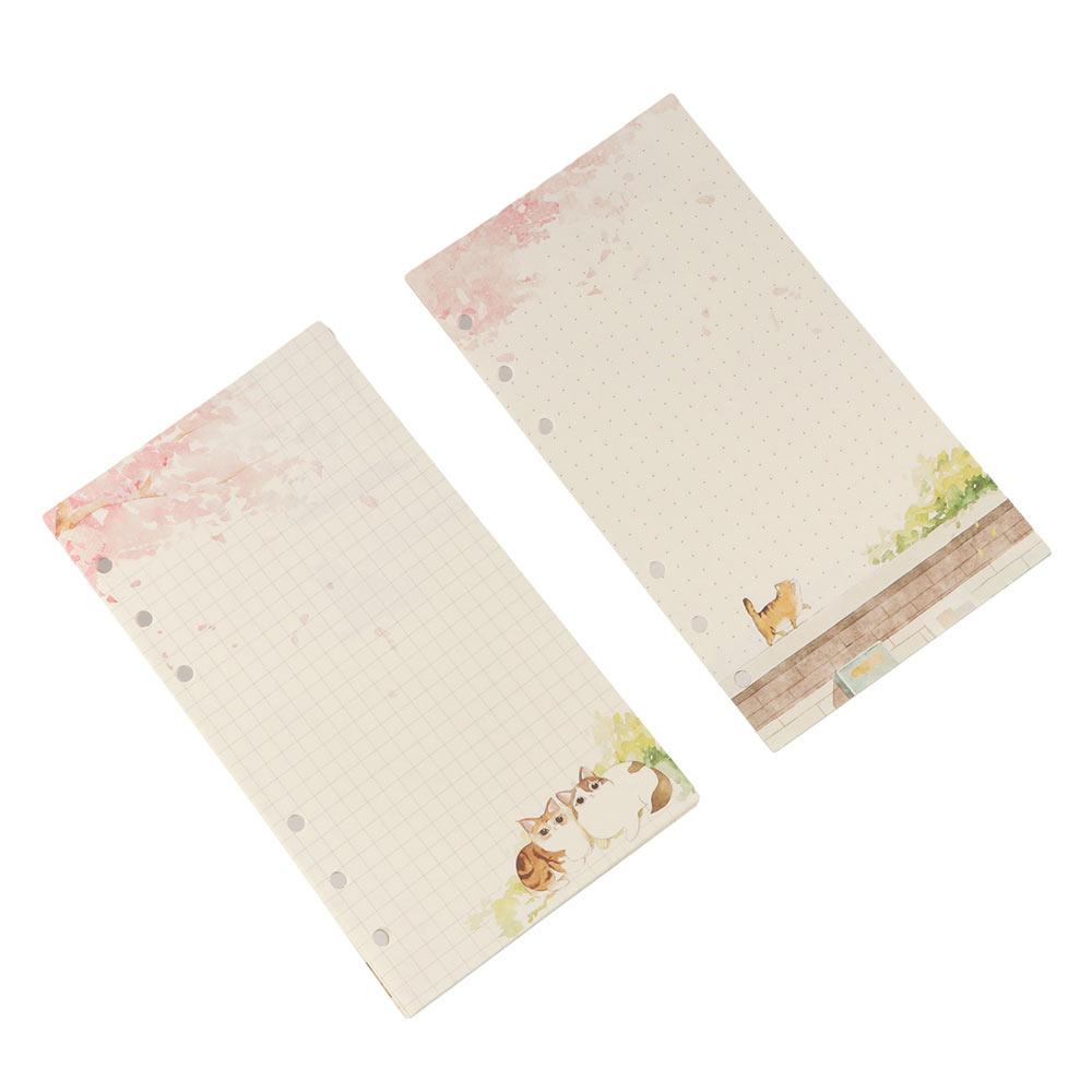 Notebook Refill Grid Pages 80 Sheets Loose Leaf A6 Notebook Inner Pages Sakura And Cat Binder