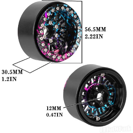 RC 1.9 Wheel Rims for 1/10 SCX10 SCX10 II 90046 SCX10 III AXI03007 SCX10 Pro TRX4 TRX6 Gen7/8 D90 VS4-10 MST CFX RC Crawler Car,Navy Blue