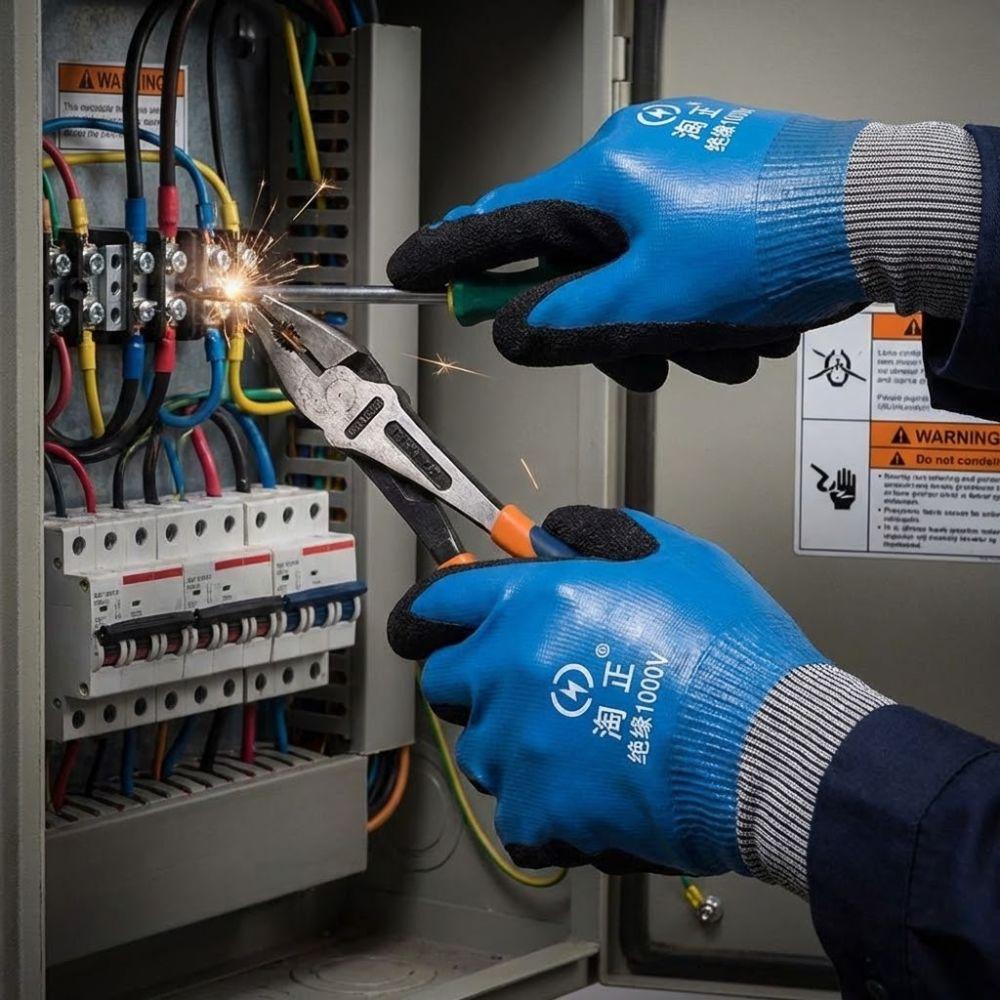 Withstanding Voltage 1111 V Electrician Insulating Gloves Anti Slip High Elasticity Electric Shock Protection Gloves