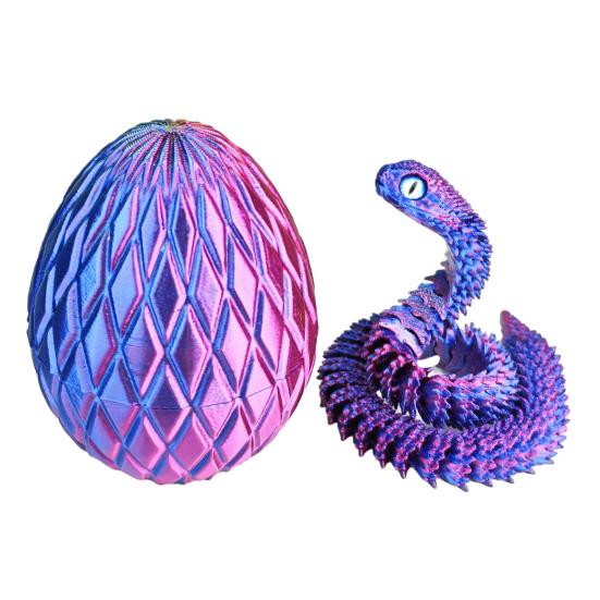 Ovo de Cobra com Cobra Impressa em 3D Dentro Juntas Móveis Estatueta de Cobra Cobra Articulada Brinquedo Fidget de Mesa Decoração Ornamento