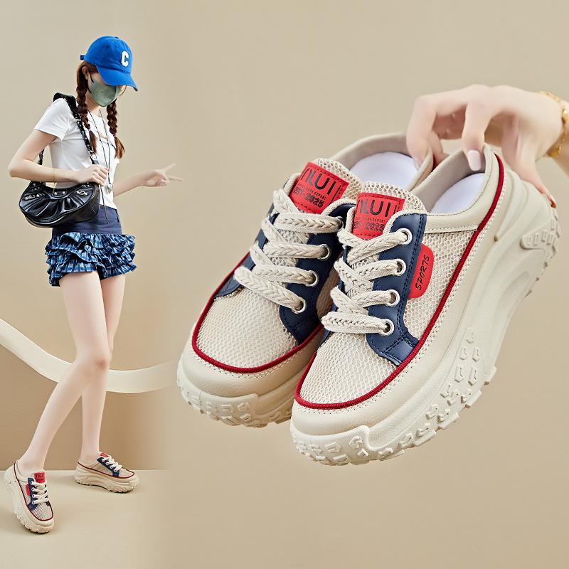 2025 Summer Women's White Canvas Height-Increasing Casual Shoes - Korean Style (HB6808-2)