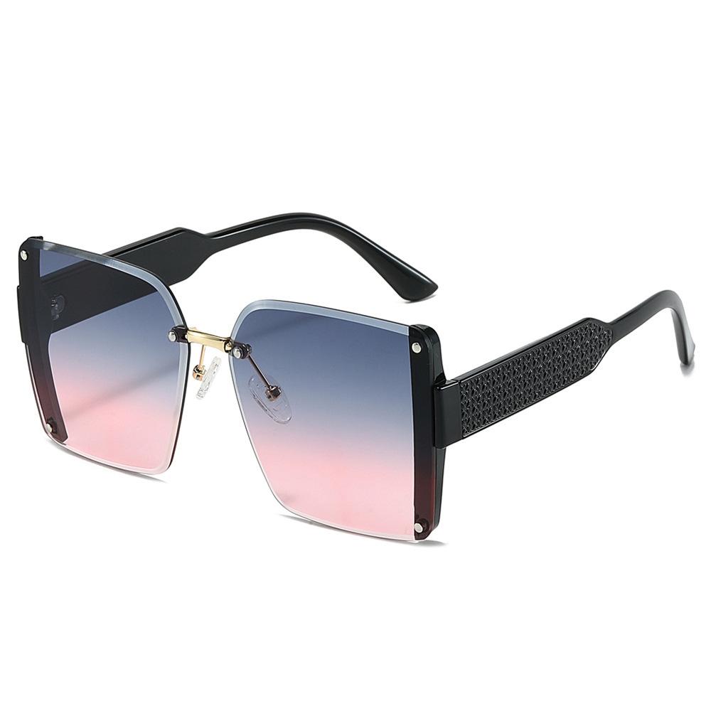 New Luxury Leopard Gradient Square Sunglasses Women Retro Trend Rimless UV400 Protection Fashion Brand Design