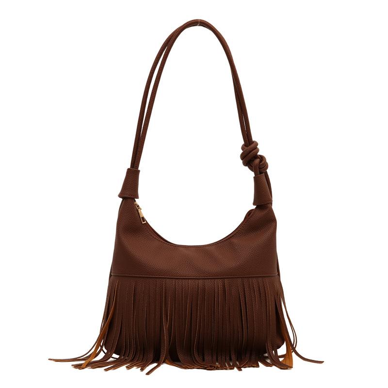 Velkokapacitní střapcová kabelka pro ženy na podzim a v zimě, nová trendy retro všestranná crossbody kabelka, jednoduchá a módní taška přes rameno