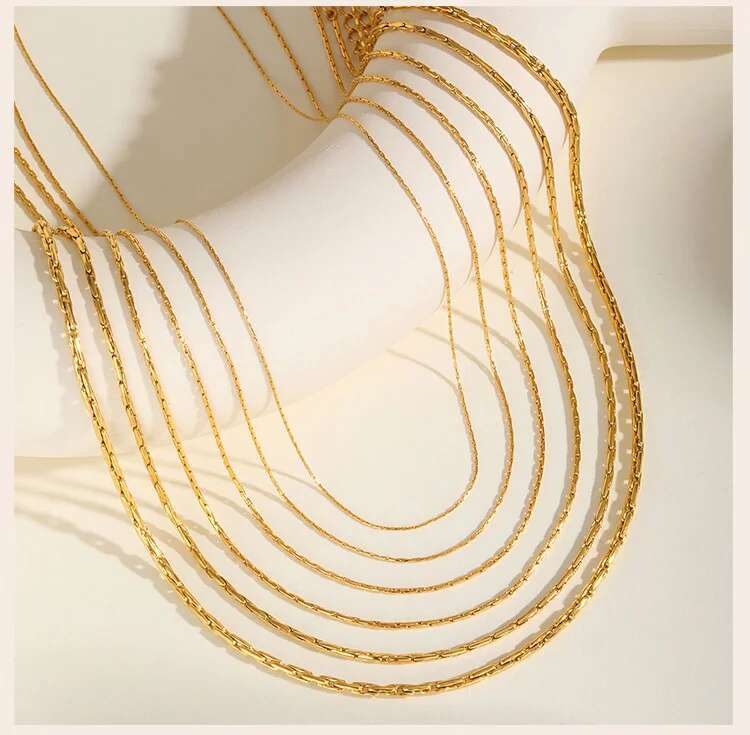 Stainless Steel Chain Necklace for Women,  0.6/0.8/1.0mm/1.8mm/2.3mm Thin Italian Choker Necklace 40cm-45cm