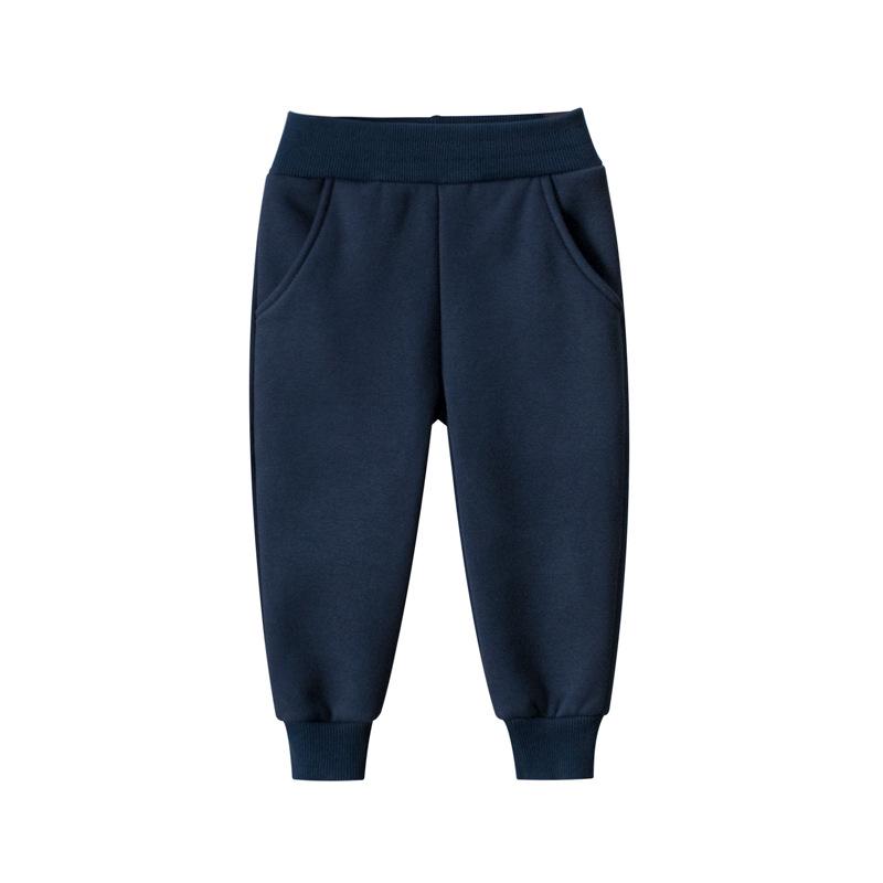 27kids Korean-Style Fleece-Lined Boys' Autumn/Winter Sports Pants - Solid Color Casual Trousers