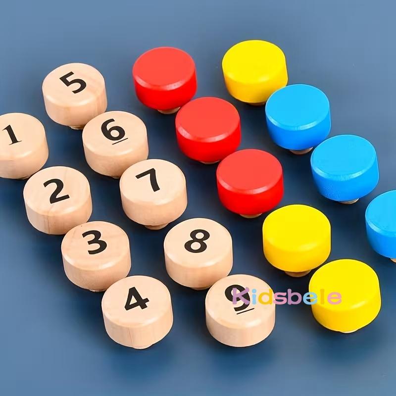 Montessori Wooden Tighten The Screw Table Game Color Number Cognition Logic Learning Early Childhood Development Toy For Toddler