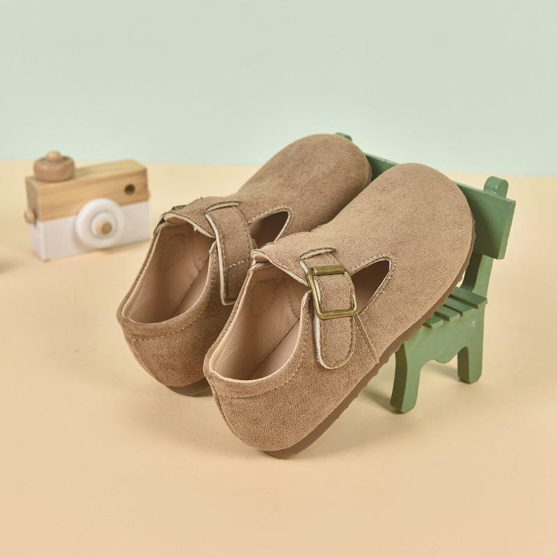 

Kids Khaki Suede Buckle Strap Casual Flat Shoes 26 хакі