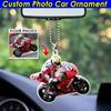 Colorful 2d Motorcycle Acrylic Car Hanging Pendant Stylish Cartoon Design For Decorative Gifts