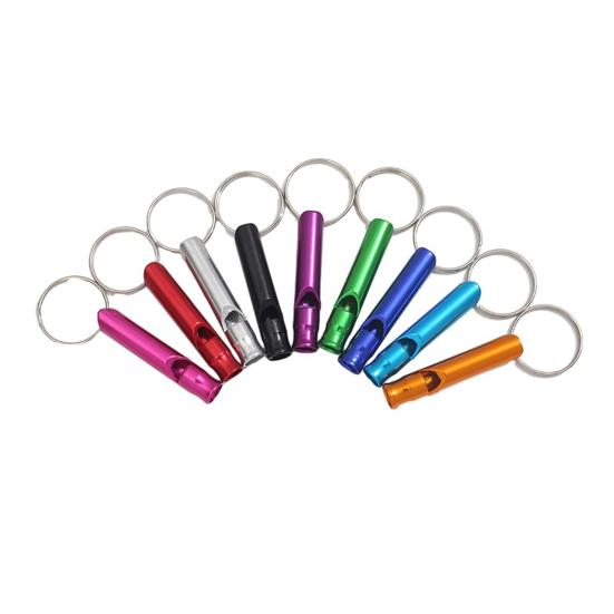 10Pcs Emergency Whistles with Keychain Heavy Duty Aluminum Alloy Outdoor Camping Hiking Hunting Survival Sports Dog Training Whistle with Key Ring