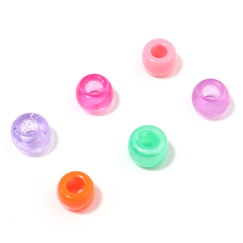"100 Pcs Large Hole Transparent Frosted Barrel Beads - Colored Onion Powder Plastic Pony Beads for Dreadlocks and Wigs"